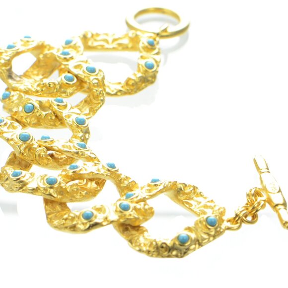 KJL Kenneth Jay Lane Satin Finish Gold-tone Link Bracelet - Picture 2 of 5